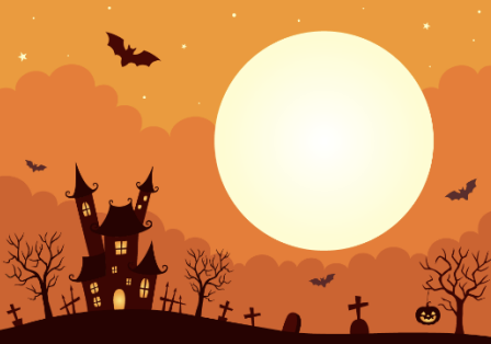 spooky sky with bats flying