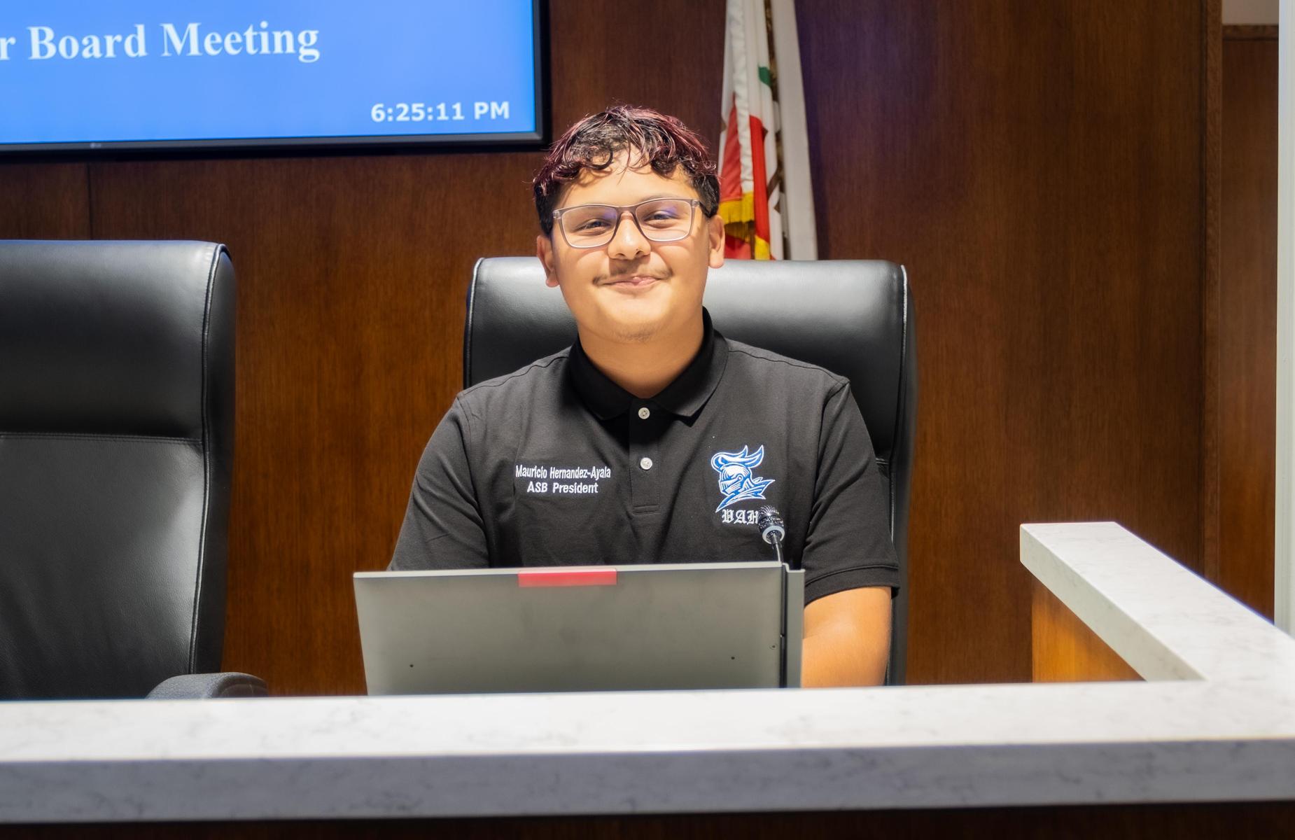 mauricio at school board meeting