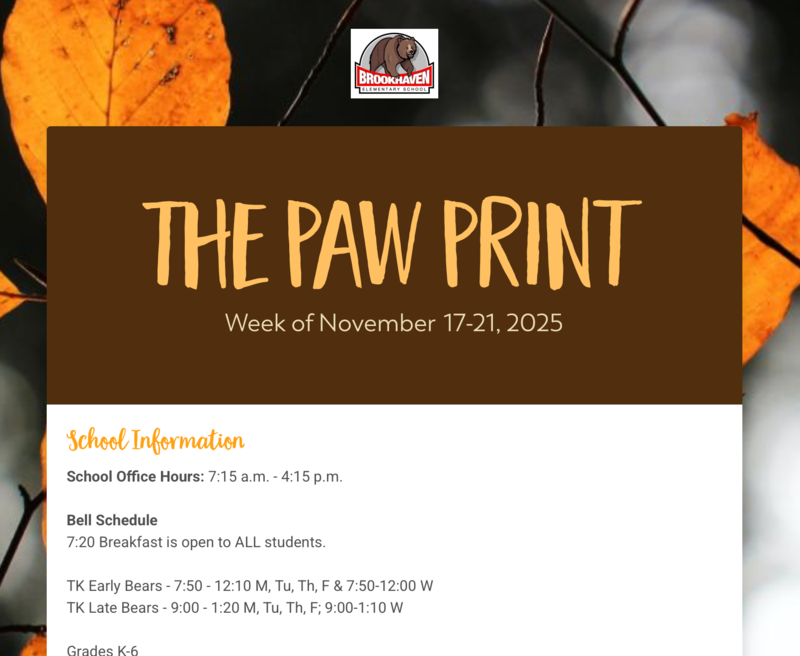The Paw Print: Week of November 17th