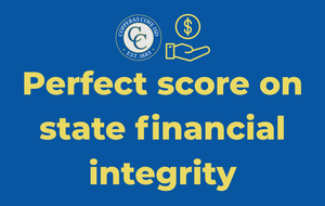 Graphic with CCISD logo. Perfect score on state financial integrity