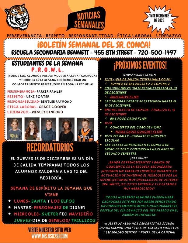 Weekly Parent Newsletter Spanish