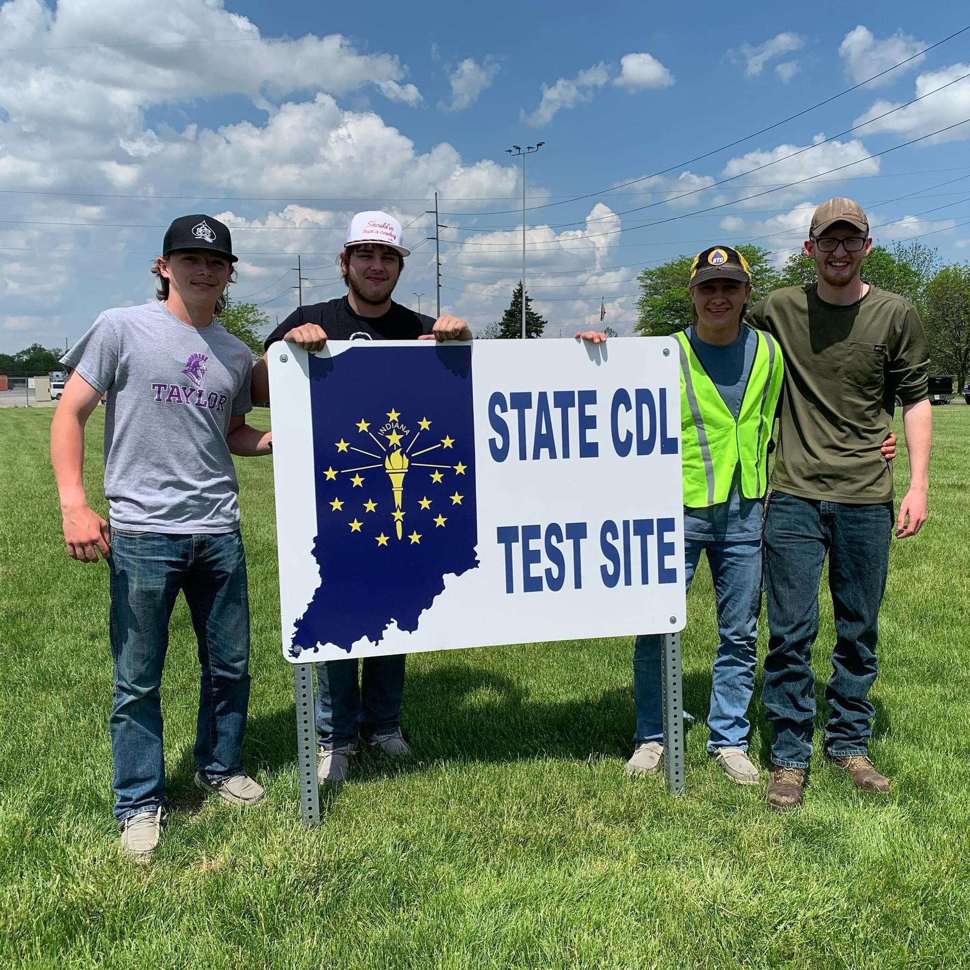 GRCC students Lucas Humphries, Chase Hickman, Ollie Turner, and Brady Crossman were the first to complete our CDL courses and pass their CDL A exams, in May 2024.