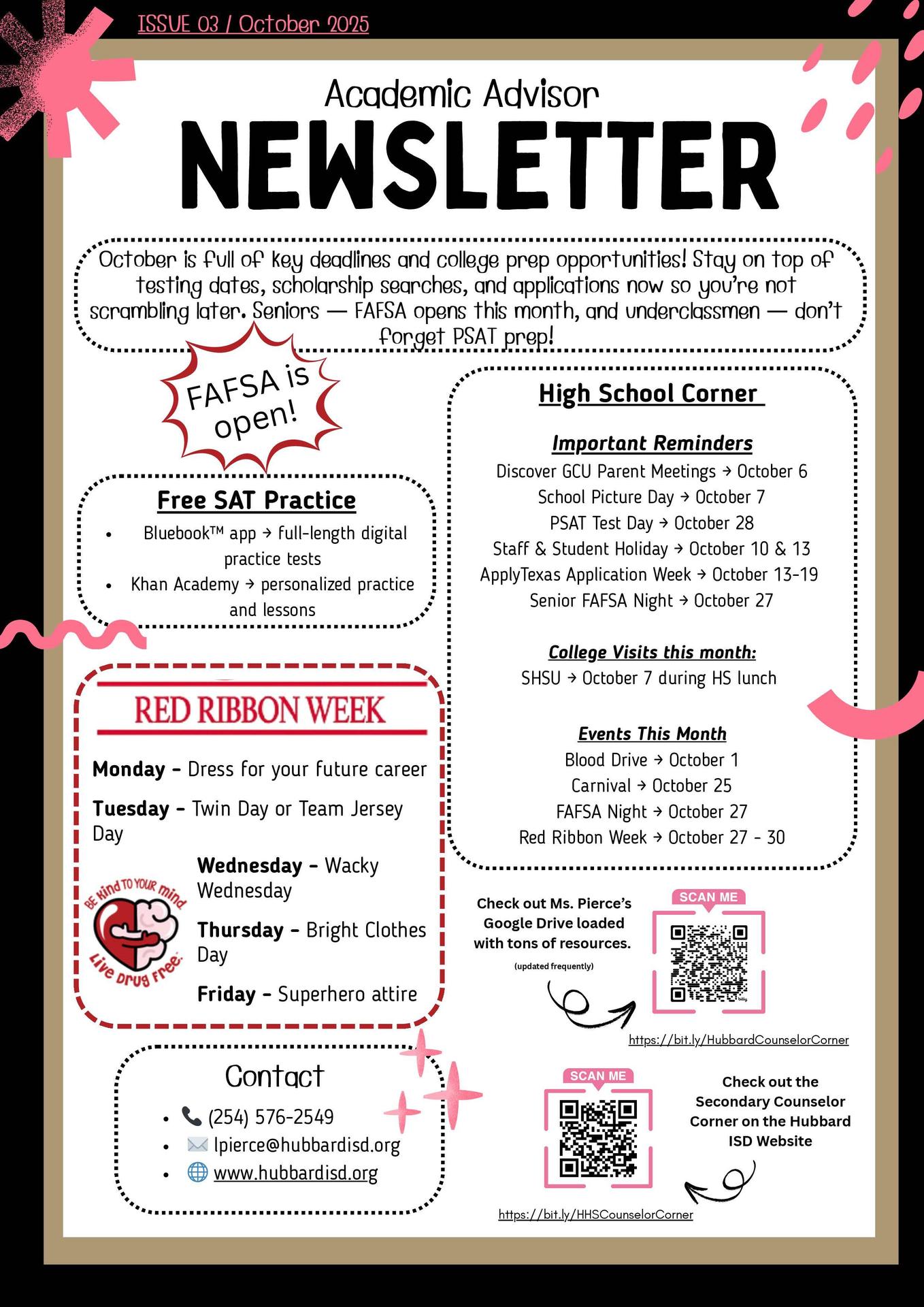 October Academic Advisor Newsletter