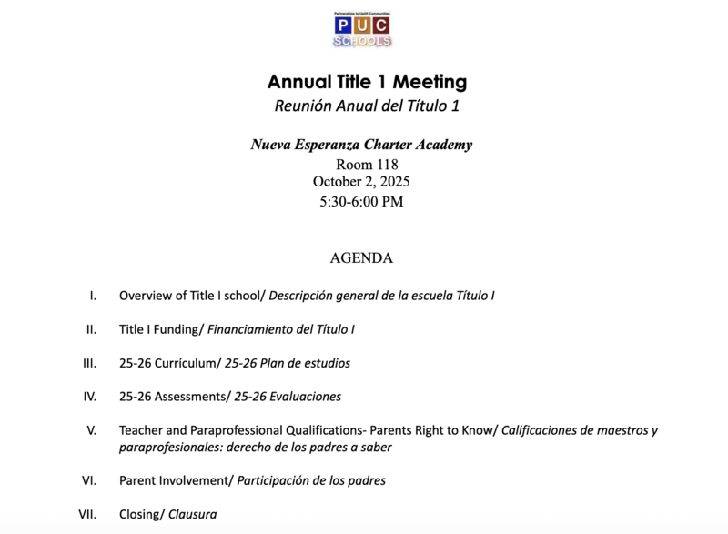 Title 1 Agenda