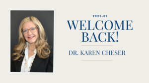 Karen Cheser welcome back graphic