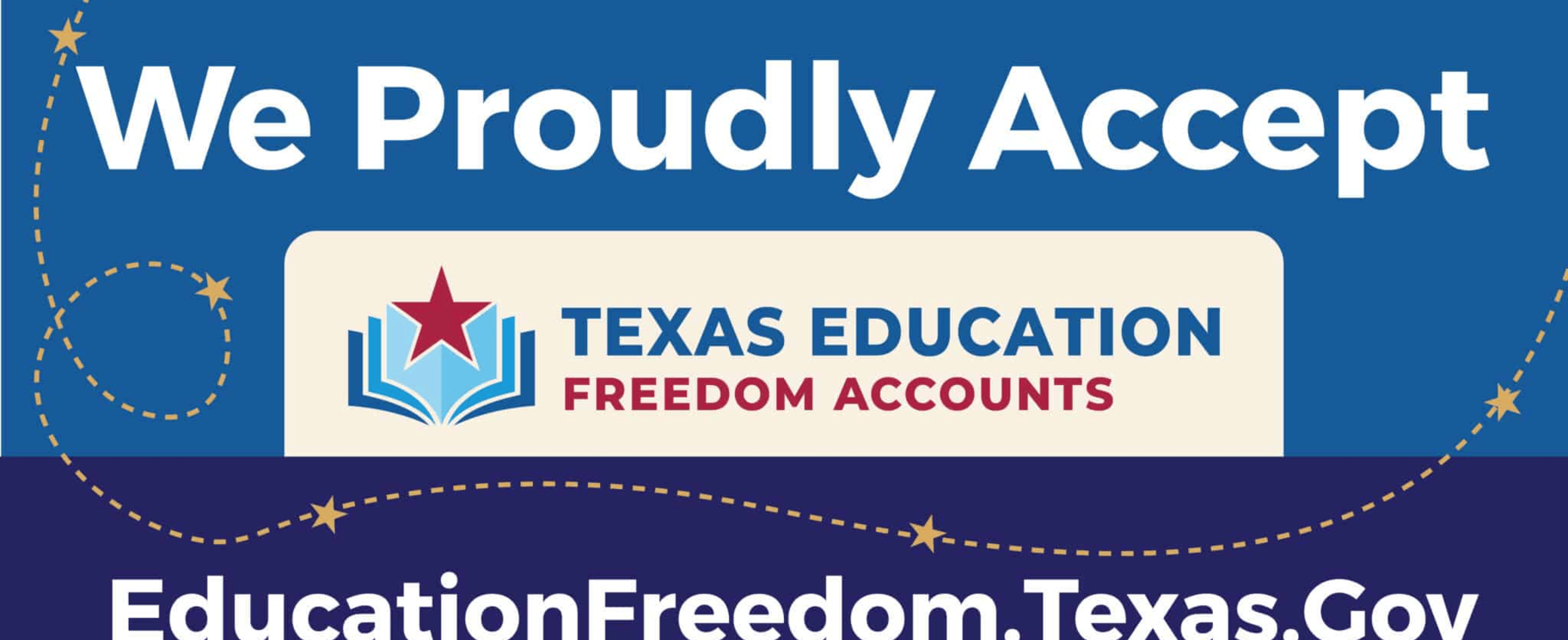 Promotional banner for Texas Education Freedom Accounts.