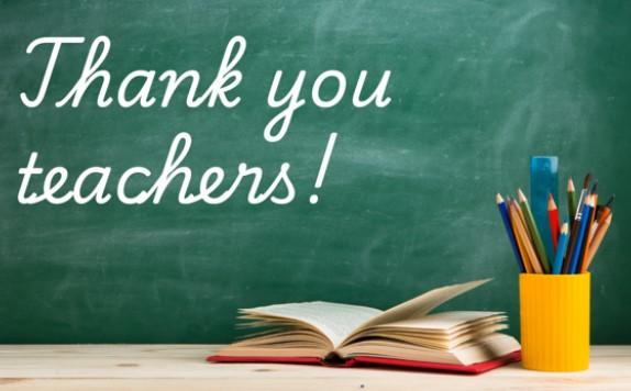 "Thank You Teachers" written on a chalkboard