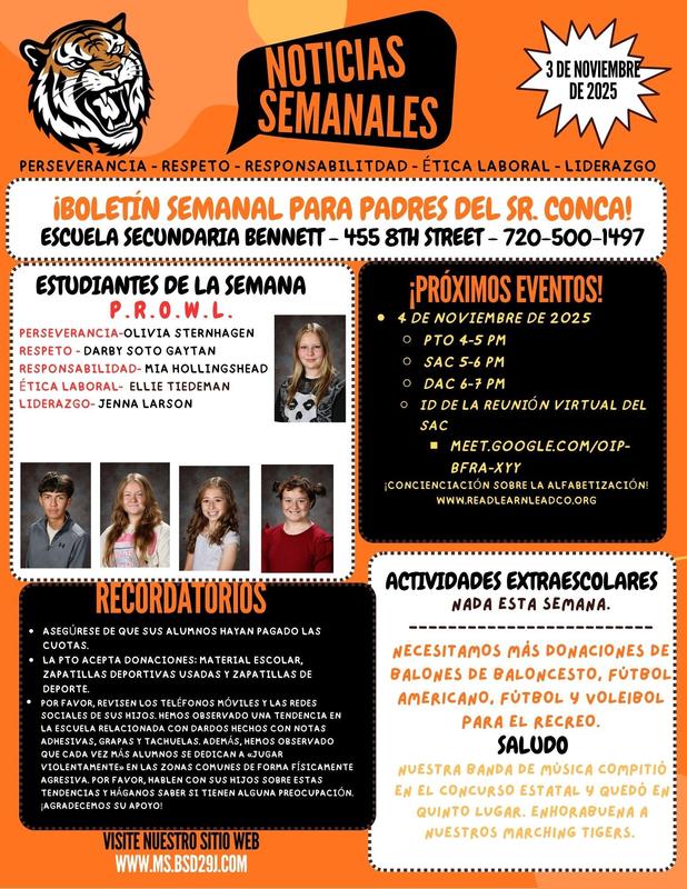 Weekly Parent Newsletter- Spanish