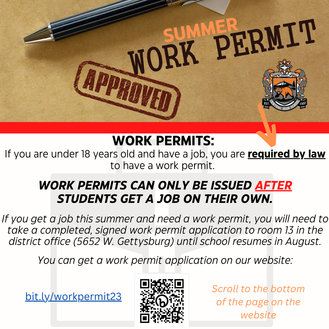 WORK PERMITS – College & Career Center – Central High School