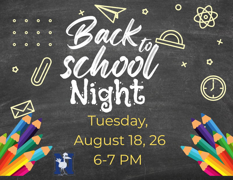 Back to School Night Tuesday, August 18th 6-7 PM