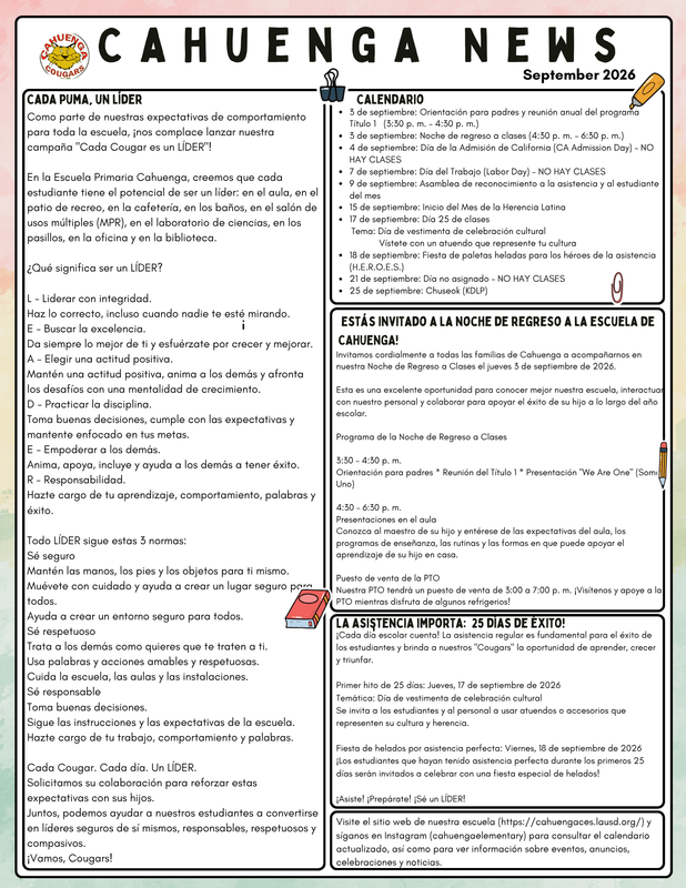 September Calendar Spanish
