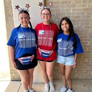 Shelby Pogue, Kailey Russell and Jasmine Rodriguez at Texas Girls State 2025