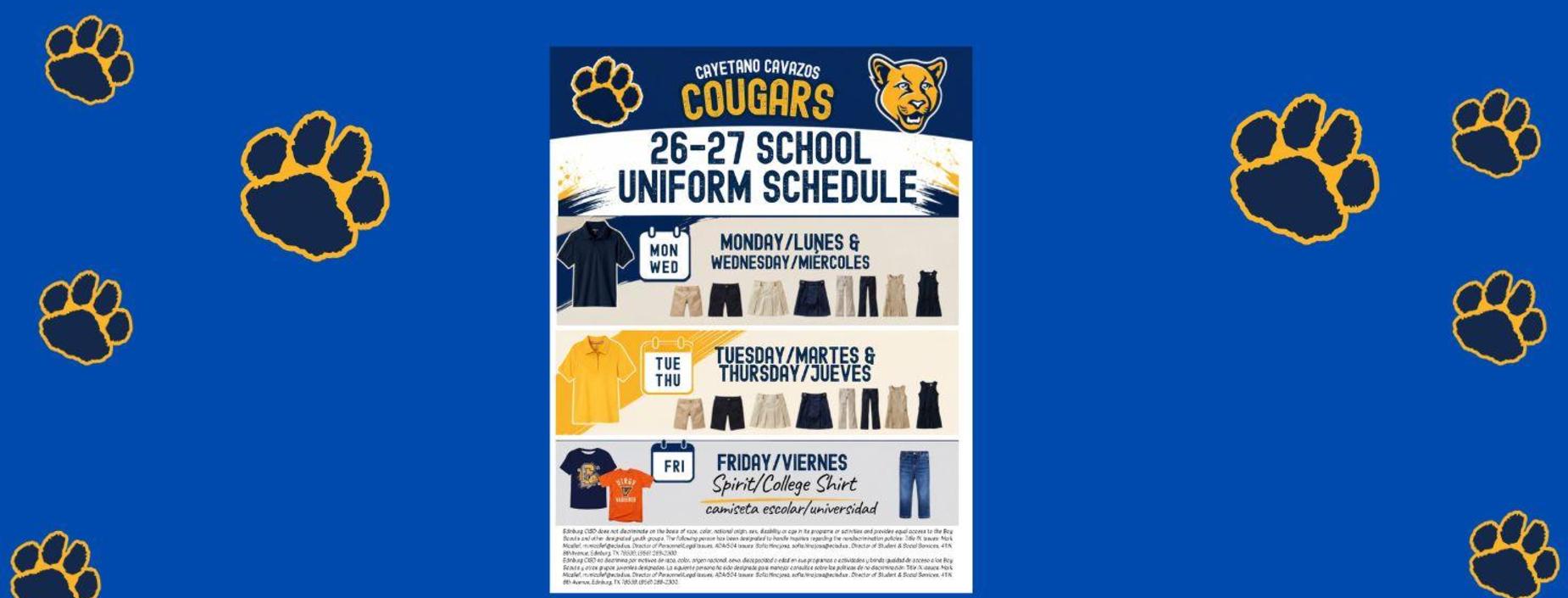 26-27 school uniform schedule