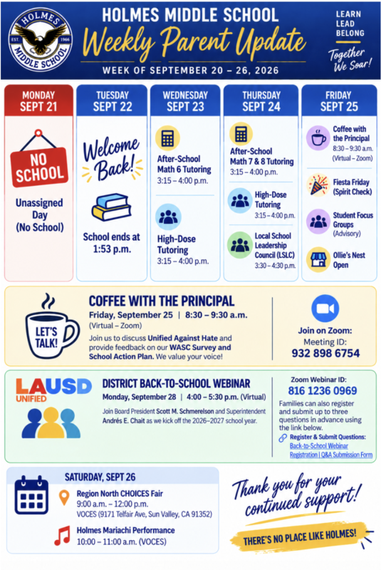 Parent Newsletter- Week of September 21 Featured Photo