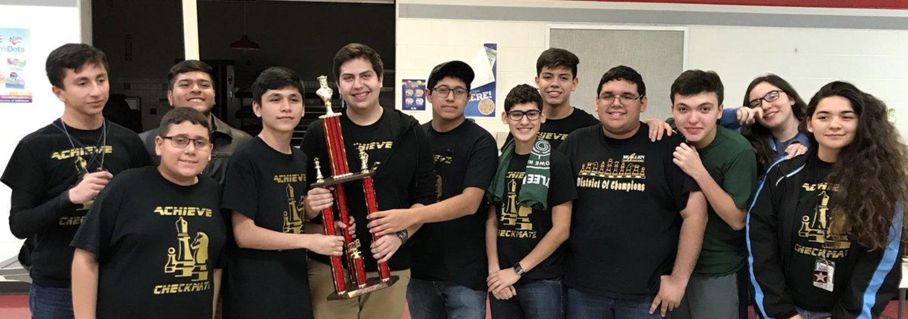 AECHS Chess team with Championship trophy
