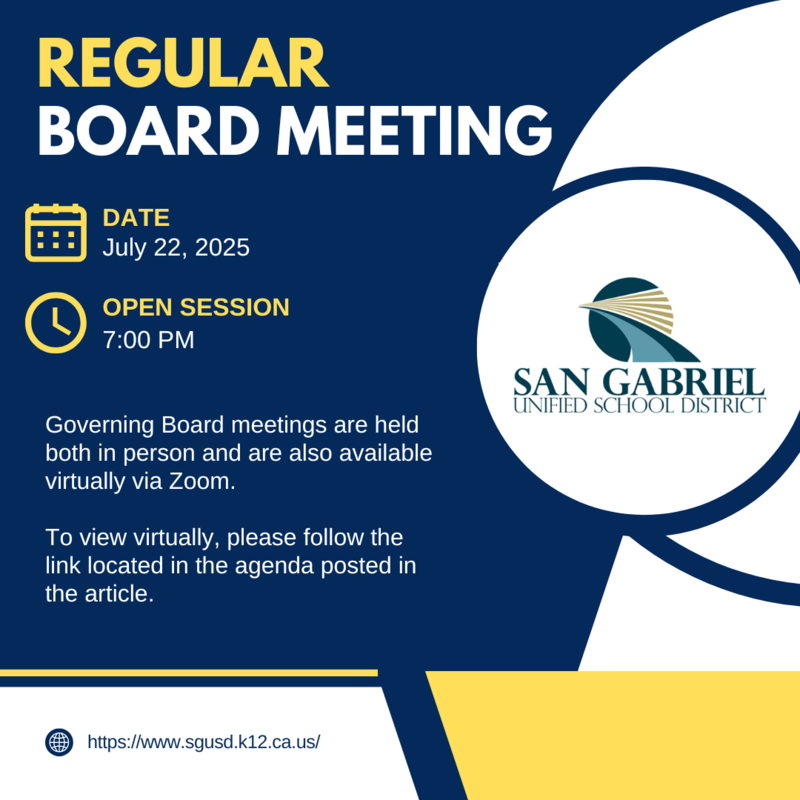 Board meeting notice in blue and yellow with the same written details as the article