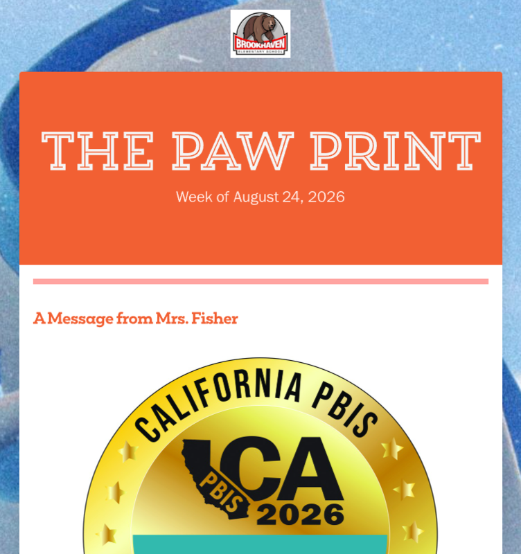 Paw Print Week of August 24th