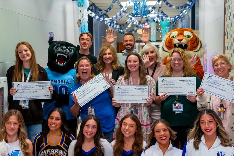 Staff and Students celebrate during Prize Patrol