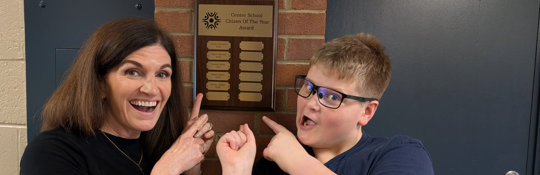 Student with Head of School for Citizen of the Year