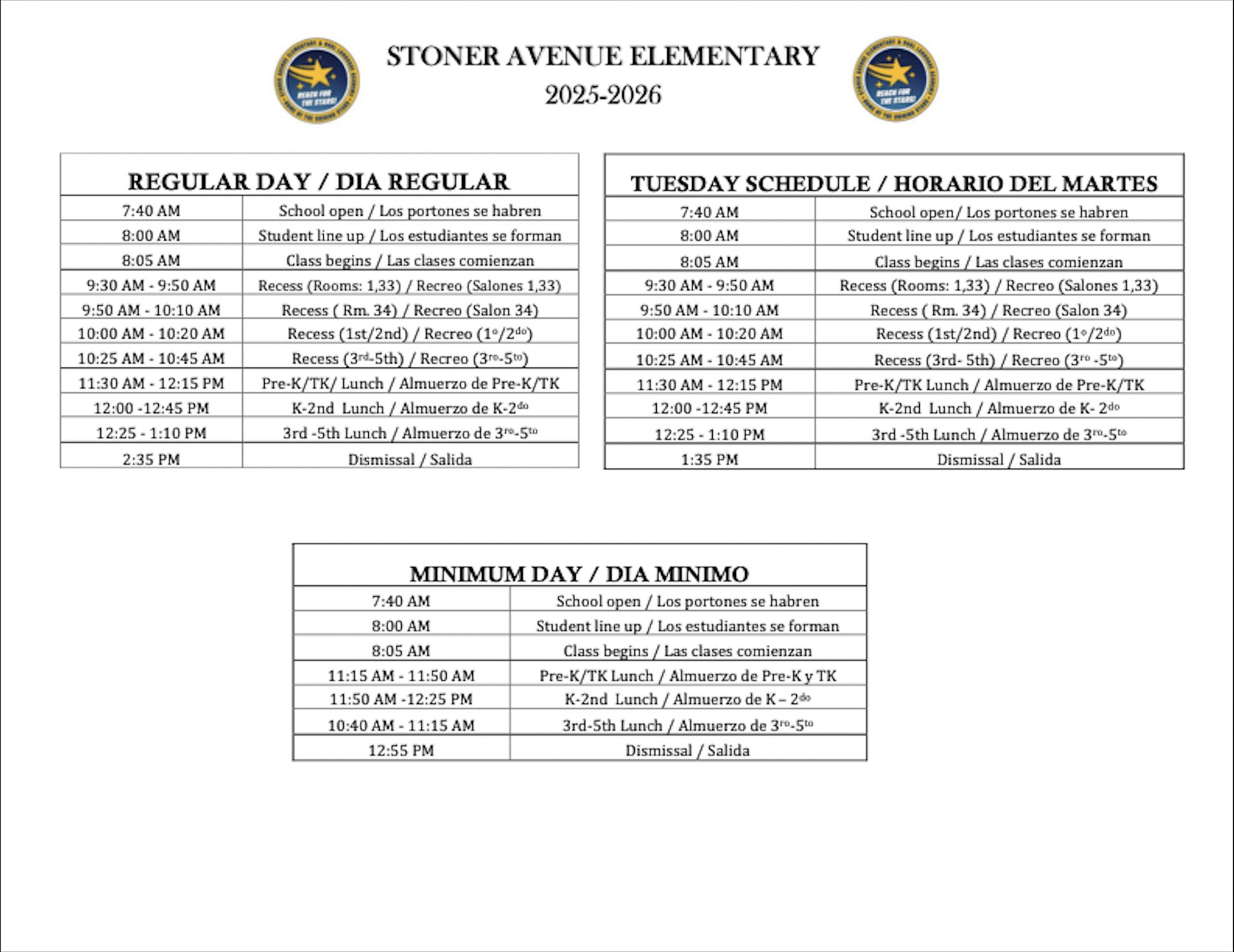 Bell Schedule