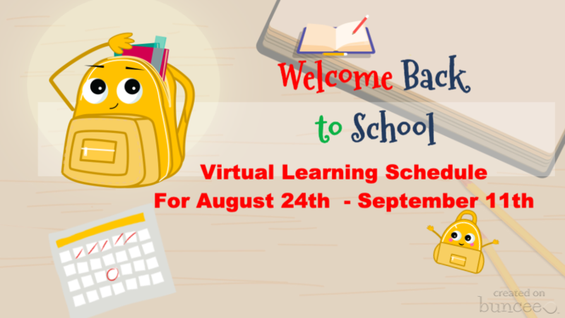 back to school supplies - virtual learning notice.