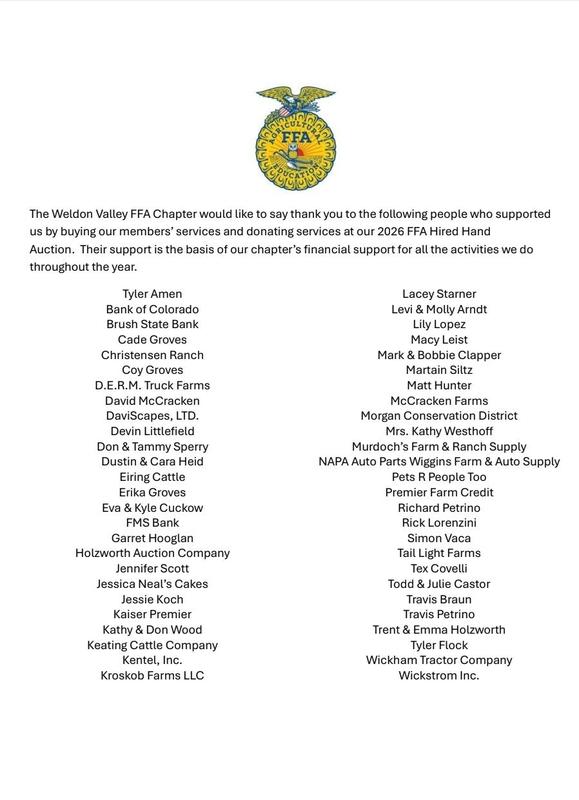 List of supporters who sponsored the FFA Event