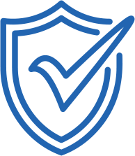 Icon of shield with a checkmark in the middle of it