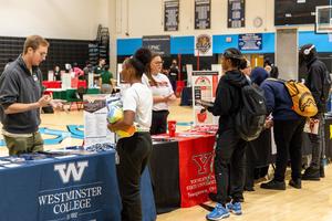 High school students chat with college and career reps