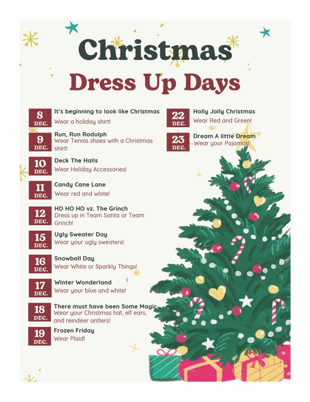 Christmas dress up week poster