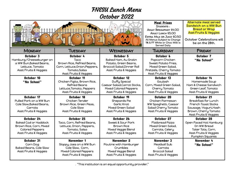 October Lunch Menu Featured Photo