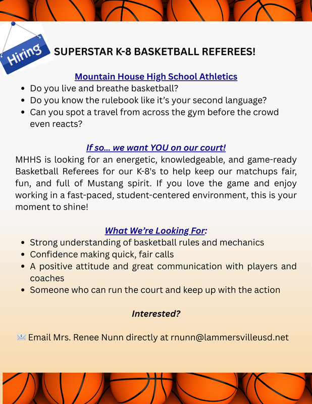 MHHS is Hiring K-8 Basketball Referees!