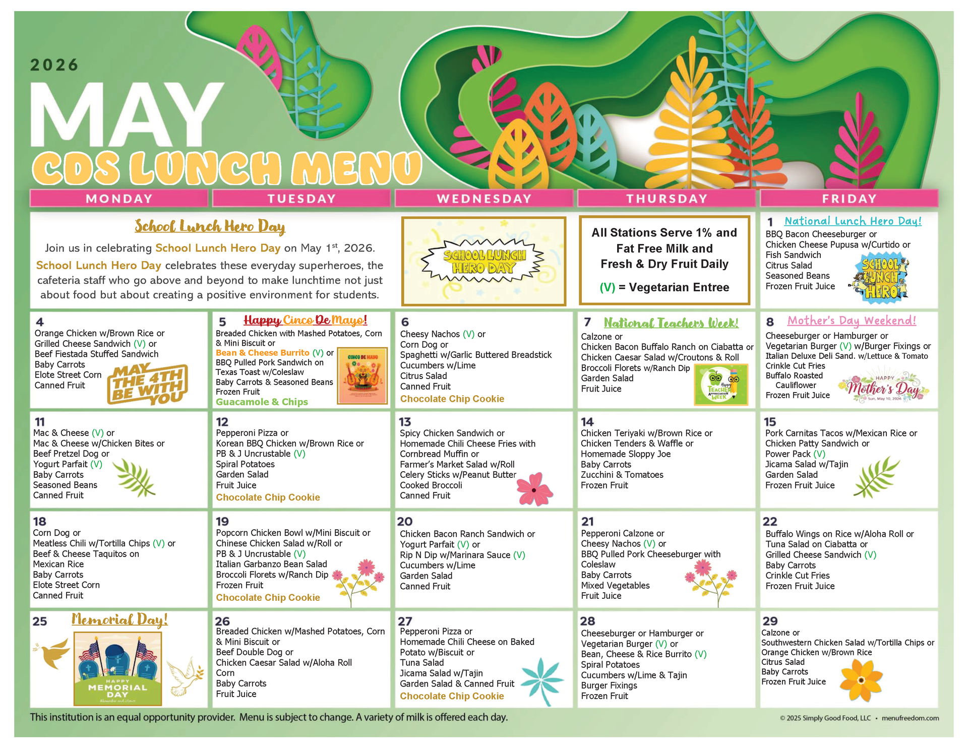 CDS Lunch Menu (click to view)