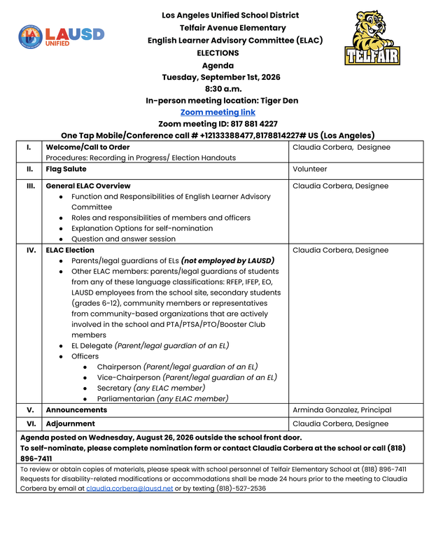 ELAC Member and Officer Election Agenda PNG image