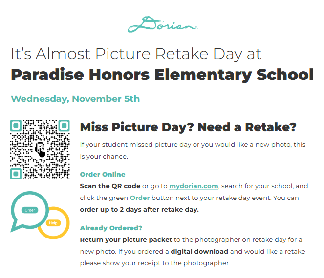 Picture re-take day - Wednesday, November 5th