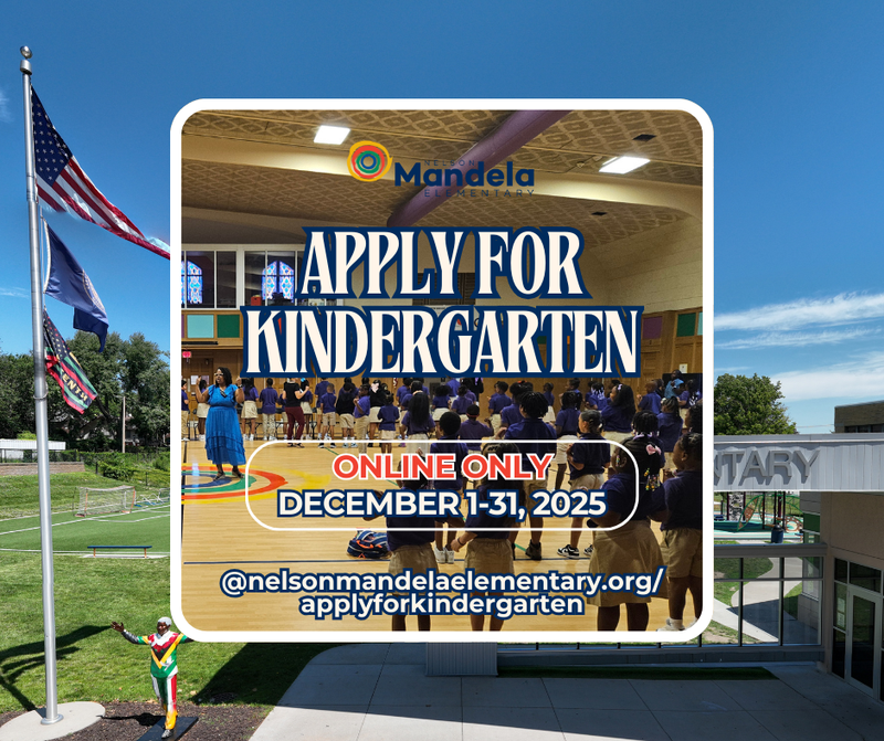 Graphic says, "Apply for Kindergarten, Online Only, December 1-31"