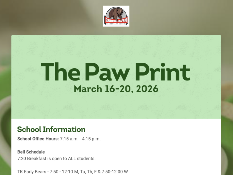 The Paw Print: Week of March 16th