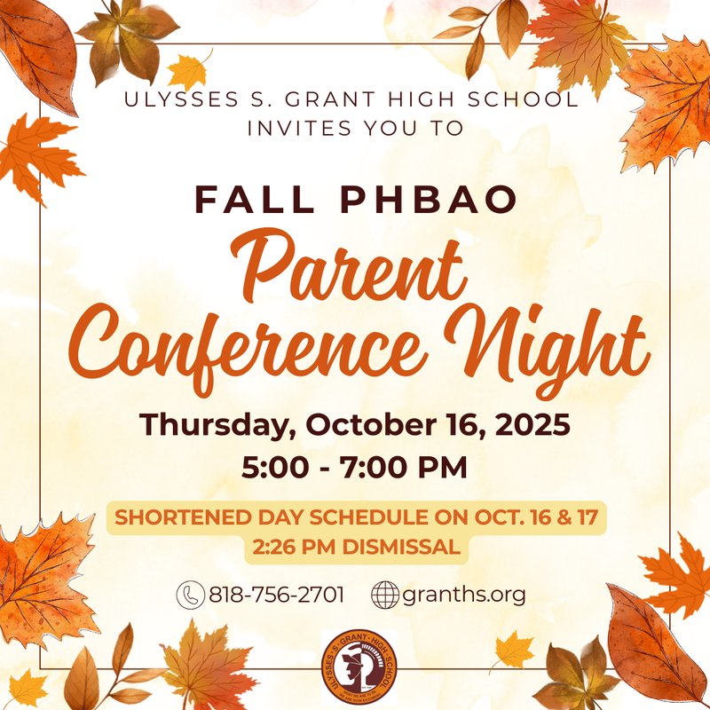 Fall Parent Conference Night - Thursday, Oct. 16, 2025, 5-7PM