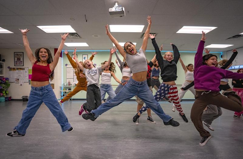 Students practicing a dance