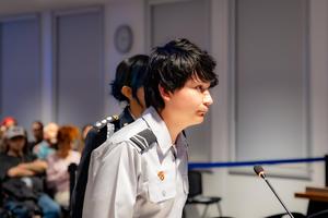 Male JROTC cadet speaking