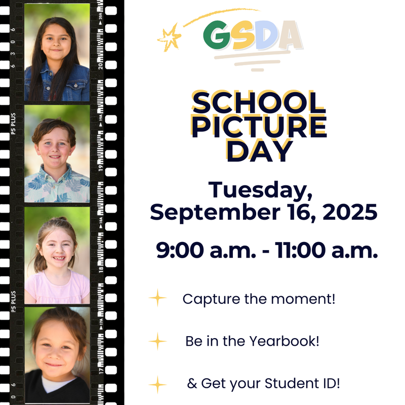 Film strip of student photos calling all parent to take school pictures