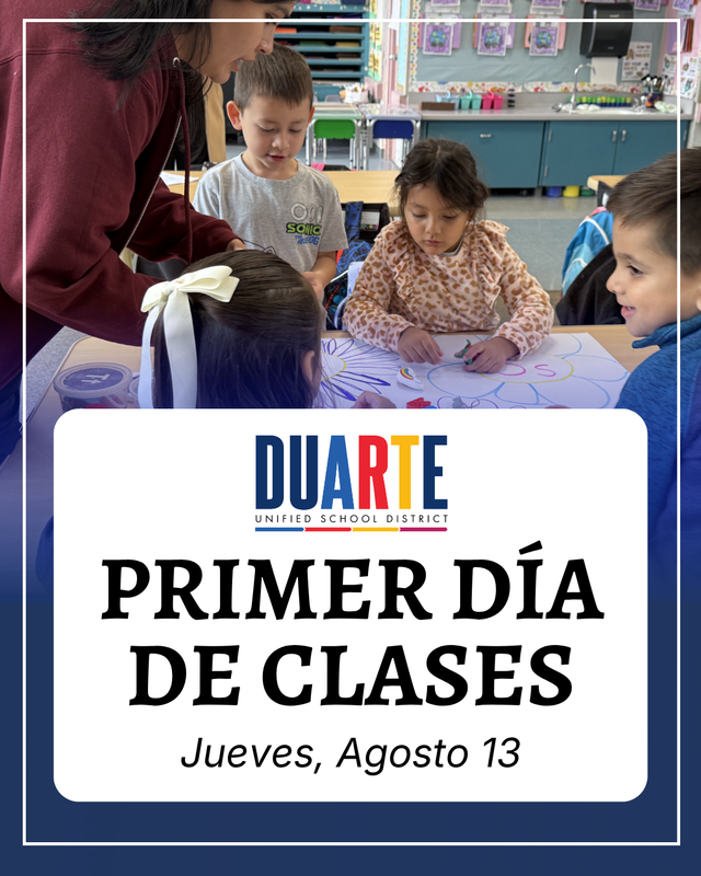 Graphic with text that says the first day of school is August 13