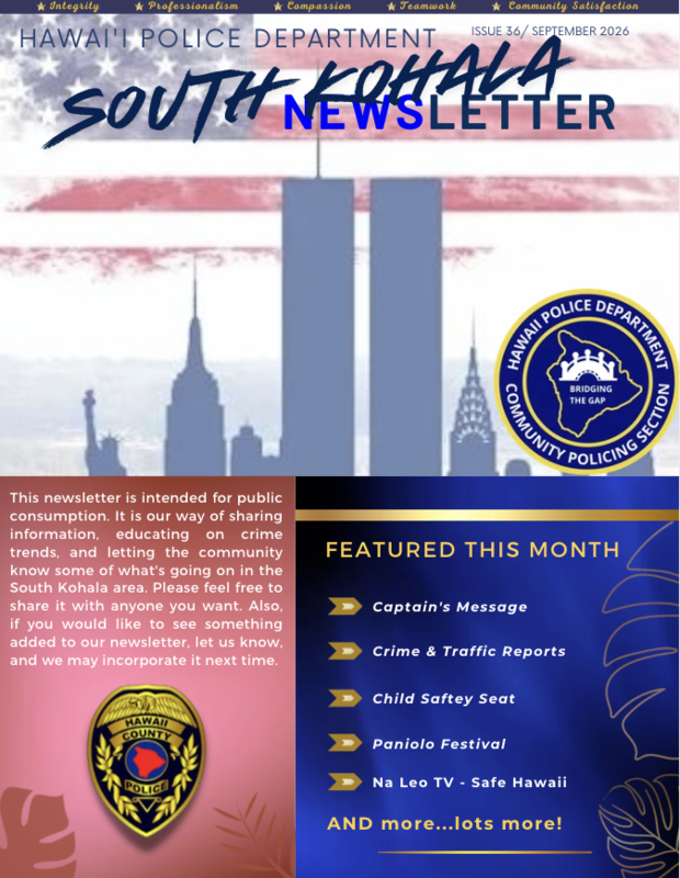 South Kohala Police Newsletter: September 2026