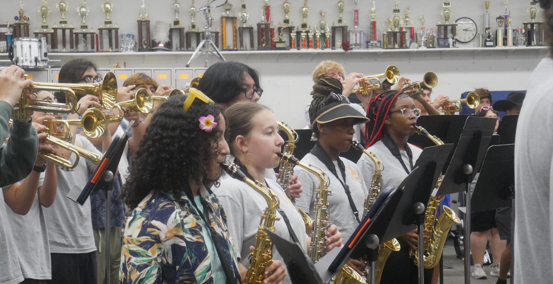 Marching band rehearsal