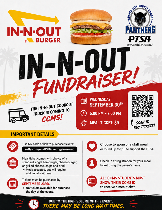 In-N-Out Fundraiser 9/30, 5-7pm Thumbnail Image
