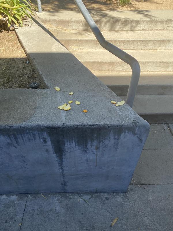 orange peels left on concrete