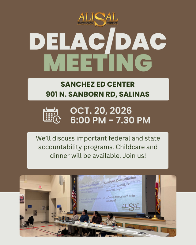 Flier about DELAC/DAC meeting of Oct. 20 2026 in English
