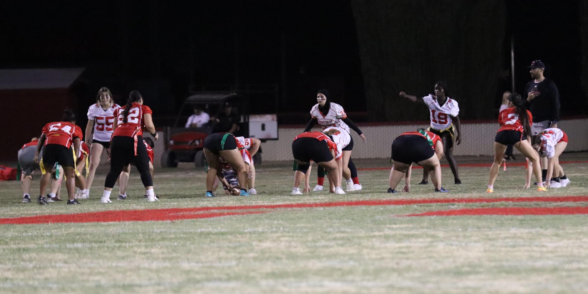 girls playing flag football
