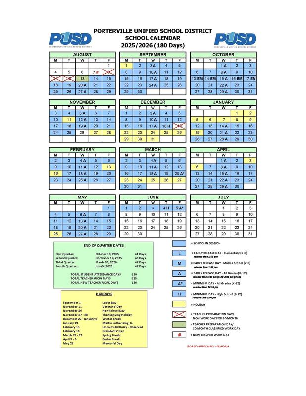 PUSD Calendar
