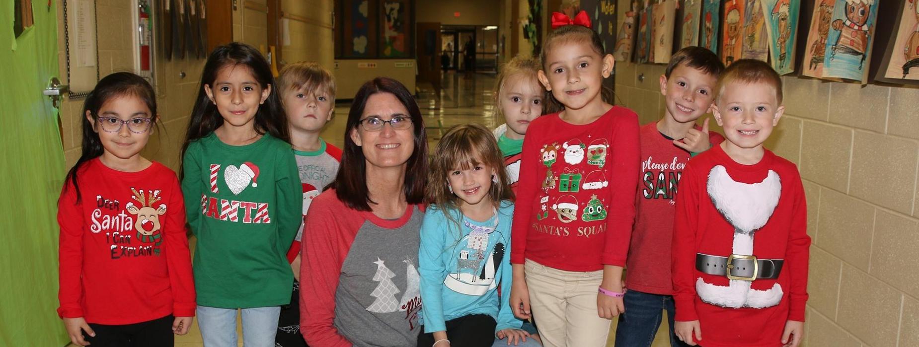 Students dressed up in Christmas gear