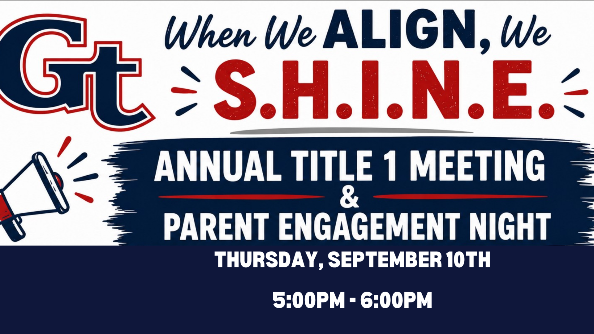 Event announcement for Annual Title 1 Meeting and Parent Engagement Night.